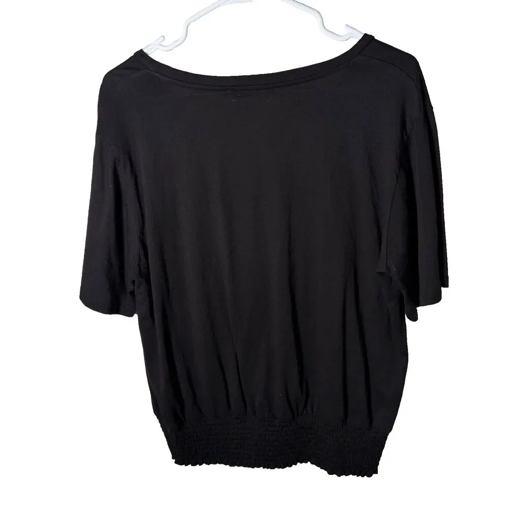 Michael Kors Shirt Women's XL Black Short Sleeve Round Neck Casual Top